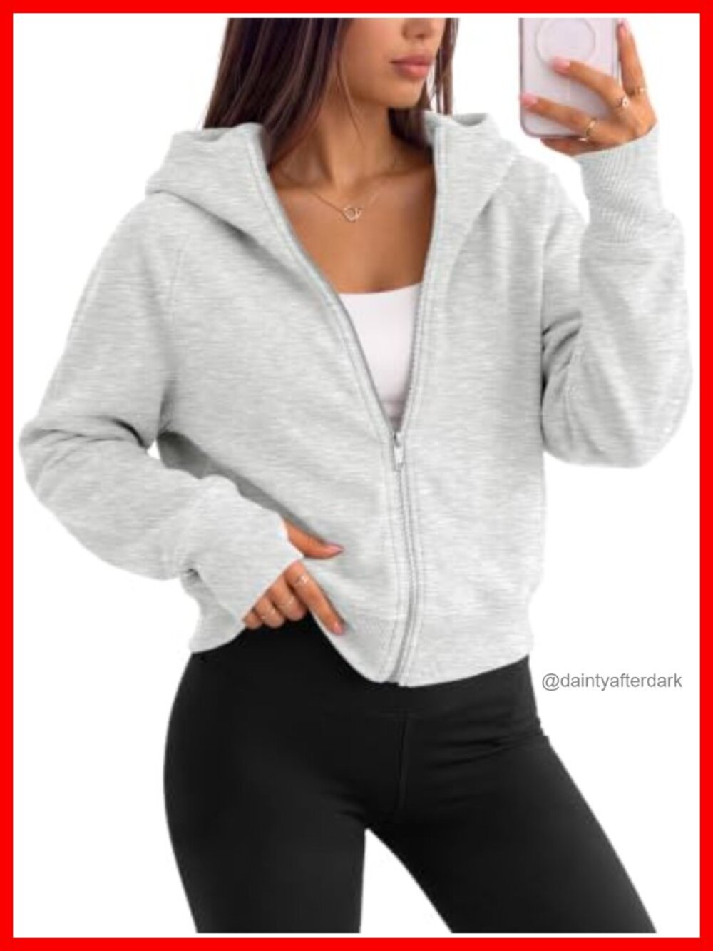 Women's Cropped Zip Up Hoodie Lightweight Cotton Blend